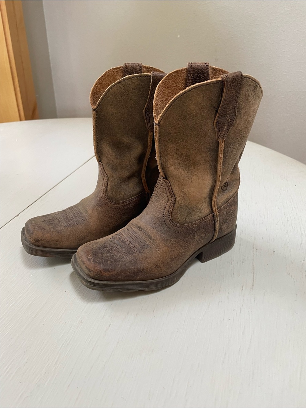Ariat Tan/Brown Kids Suede Western Boots